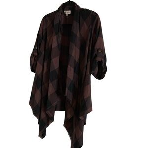 Knox Rose Plaid Brown and Black Women's open cardigan size medium